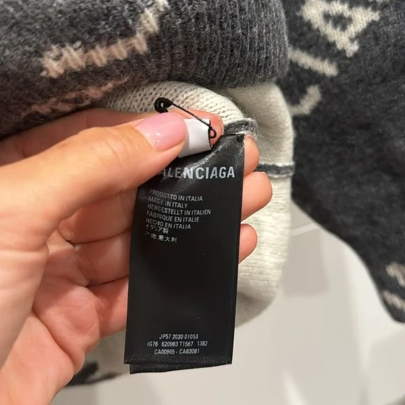 Balenciaga all over logo grey wool sweater